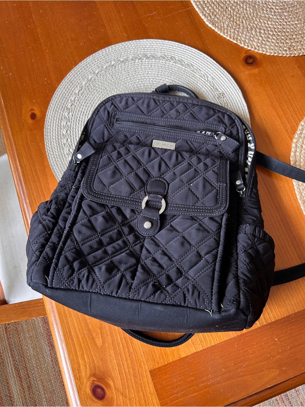 Vera Bradley Quilted Black Backpack - Classic Quilted Design